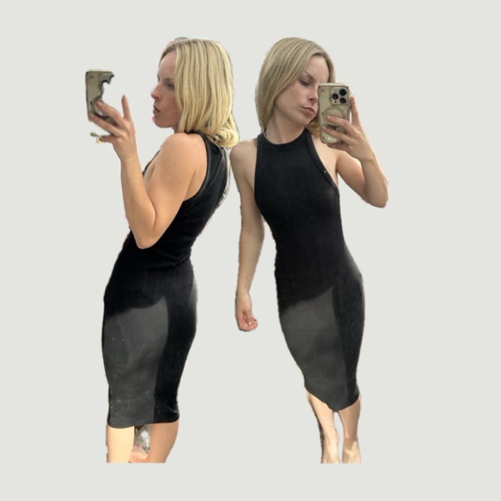 Zara Black Ribbed Halter Midi Dress